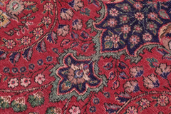 handmade Vintage Kashan Red Blue Hand Knotted RECTANGLE 100% WOOL area rug 7' x 10'