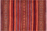 handmade Geometric Kurjean Red Blue Hand Knotted RECTANGLE 100% WOOL area rug 8x10