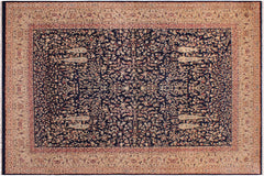 handmade Traditional Kashan Blue Tan Hand Knotted RECTANGLE 100% WOOL area rug 9x12