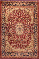 Traditional Hussani Jenifer Red Blue Hand Knotted Area rugs 9 x 11