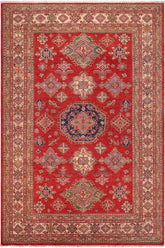handmade Geometric Super Kazak Red Beige Hand Knotted RECTANGLE 100% WOOL area rug 9 x 12