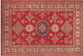 handmade Geometric Super Kazak Red Beige Hand Knotted RECTANGLE 100% WOOL area rug 9' x 12'