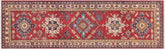 handmade Geometric Kazak Red Beige Hand Knotted RUNNER 100% WOOL area rug 3x10