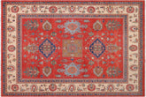 handmade Geometric Kazak Red Beige Hand Knotted RECTANGLE 100% WOOL area rug 10'X14'