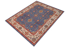 handmade Geometric Kazak Blue Beige Hand Knotted RECTANGLE 100% WOOL area rug 11' x 14'