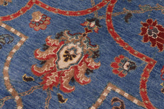 handmade Geometric Kazak Blue Beige Hand Knotted RECTANGLE 100% WOOL area rug 11' x 14'