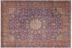 handmade Vintage Sheikh Shaf Blue Rust Hand Knotted RECTANGLE 100% WOOL area rug 10' x 13'