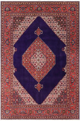 handmade Traditional Tabriz Blue Rust Hand Knotted RECTANGLE 100% Wool Pile area rug 10x13