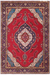 handmade Traditional Tabriz Red Blue Hand Knotted RECTANGLE 100% Wool Pile area rug 10x13