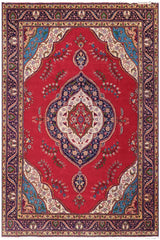 handmade Traditional Tabriz Red Blue Hand Knotted RECTANGLE 100% Wool Pile area rug 10x13