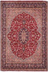 handmade Traditional Kashan Pink Blue Hand Knotted RECTANGLE 100% Wool Pile area rug 10x13