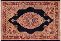 handmade Traditional Kirman Blue Red Hand Knotted RECTANGLE 100% WOOL area rug 9x12