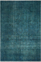 handmade Vintage Over Dyed Green Black Hand Knotted RECTANGLE 100% WOOL area rug 10x13