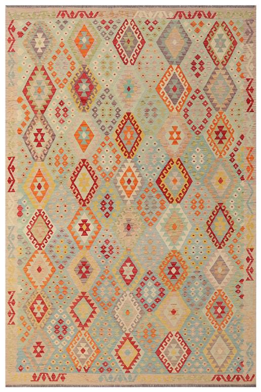 Flat Weave Kilim Antique Navaho Vintage handmade Geometric Kilim Blue Purple Hand-Woven Rectangle 100% Wool Area Rug 9x12