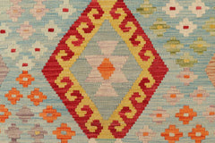 Flat Weave Kilim Antique Navaho Vintage handmade Geometric Kilim Blue Purple Hand-Woven Rectangle 100% Wool Area Rug 9x12