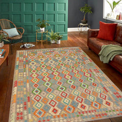 Flat Weave Kilim Antique Navaho Vintage handmade Geometric Kilim Purple Red Hand-Woven Rectangle 100% Wool Area Rug 9x13