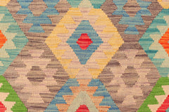 Flat Weave Kilim Antique Navaho Vintage handmade Geometric Kilim Purple Red Hand-Woven Rectangle 100% Wool Area Rug 9x13