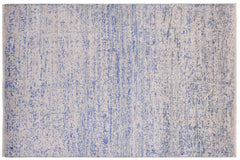 handmade Modern Modern Ivory Blue Hand Knotted RECTANGLE BAMBOO SILK area rug 5' x 8'