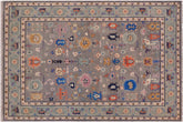 handmade Traditional Oushak Gray Blue Hand Knotted RECTANGLE 100% WOOL area rug 8' x 11'