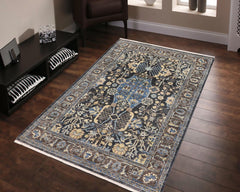 handmade Traditional Kafkaz Gray Blue Hand Knotted RECTANGLE 100% WOOL area rug 4x6