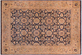 handmade Transitional Agra Tabriz Blue Tan Hand Knotted RECTANGLE 100% WOOL area rug 9 x 12