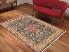 handmade Traditional Kafkaz Gray Tan Hand Knotted RECTANGLE 100% WOOL area rug 4 x 6