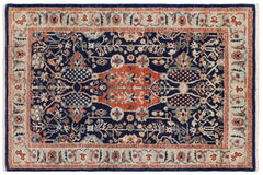 handmade Traditional Kafkaz Blue Rust Hand Knotted RECTANGLE 100% WOOL area rug 4x6