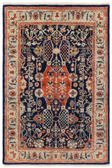 handmade Traditional Kafkaz Blue Rust Hand Knotted RECTANGLE 100% WOOL area rug 4 x 6