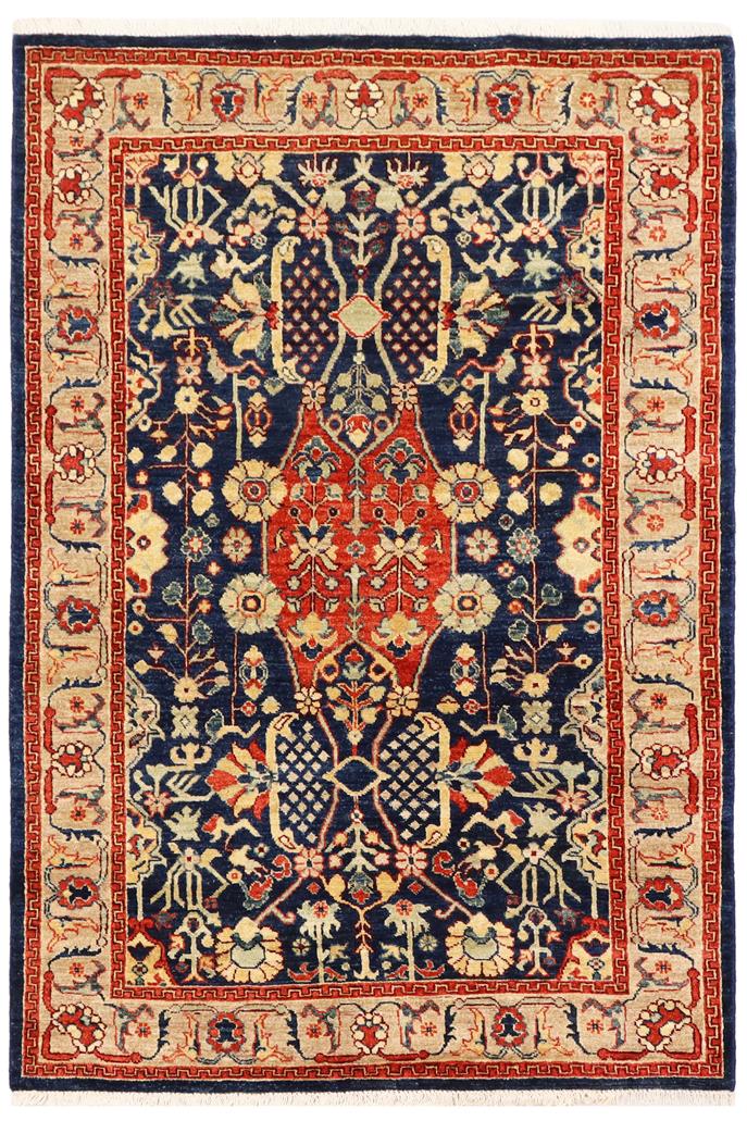 handmade Traditional Kafkaz Blue Brown Hand Knotted RECTANGLE 100% WOOL area rug 4 x 6