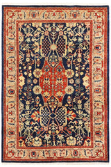 handmade Traditional Kafkaz Blue Brown Hand Knotted RECTANGLE 100% WOOL area rug 4 x 6