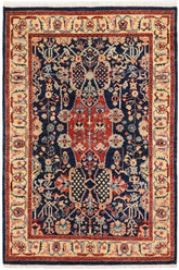 handmade Traditional Kafkaz Blue Tan Hand Knotted RECTANGLE 100% WOOL area rug 4 x 6