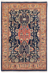 handmade Traditional Kafkaz Blue Brown Hand Knotted RECTANGLE 100% WOOL area rug 4 x 6