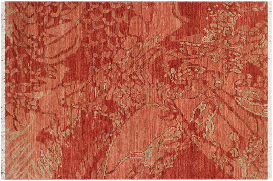 Eclectic Ziegler Cara Rust/Gray Wool Rug - 3'4'' x 4'11''