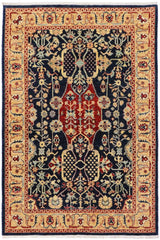 handmade Traditional Kafkaz Blue Tan Hand Knotted RECTANGLE 100% WOOL area rug 4 x 6