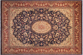 handmade Traditional Hussani Blue Rose Hand Knotted RECTANGLE 100% WOOL area rug 9x12