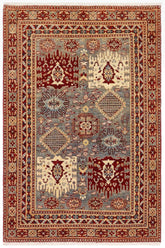 handmade Traditional Kafkaz Gray Red Hand Knotted RECTANGLE 100% WOOL area rug 5 x 6