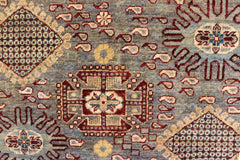 handmade Transitional Kafkaz Gray Red Hand Knotted RECTANGLE 100% WOOL area rug 5' x 6'