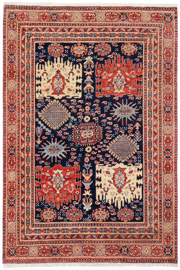 handmade Traditional Kafkaz Blue Rust Hand Knotted RECTANGLE 100% WOOL area rug 5 x 7