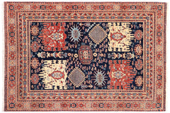 handmade Transitional Kafkaz Blue Rust Hand Knotted RECTANGLE 100% WOOL area rug 5' x 7'