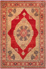 Traditional Kirman Porsche Red Tan Hand Knotted Area rugs 9 x 12