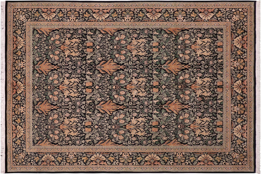 handmade Transitional Snakehead Black Gold Hand Knotted RECTANGLE 100% WOOL area rug 8x10