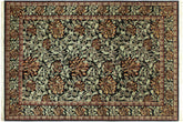 Honey Suckle Pak-Persian Lydia Black/Green Wool Rug - 5'11'' x 9'0''