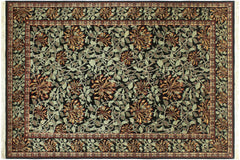 handmade Transitional Honeysuckle Black Green Hand Knotted RECTANGLE 100% WOOL area rug 6x9