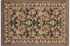 handmade Transitional Basarabian Black Beige Hand Knotted RECTANGLE 100% WOOL area rug 6x9
