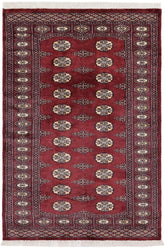 handmade Geometric Bokhara Maroon Gray Hand Knotted RECTANGLE 100% WOOL area rug 3 x 5