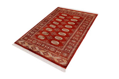 handmade Geometric Bokhara Rust Gray Hand Knotted RECTANGLE 100% WOOL area rug 3X5