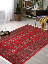 handmade Geometric Bokhara Red Beige Hand Knotted RECTANGLE 100% WOOL area rug 4X6