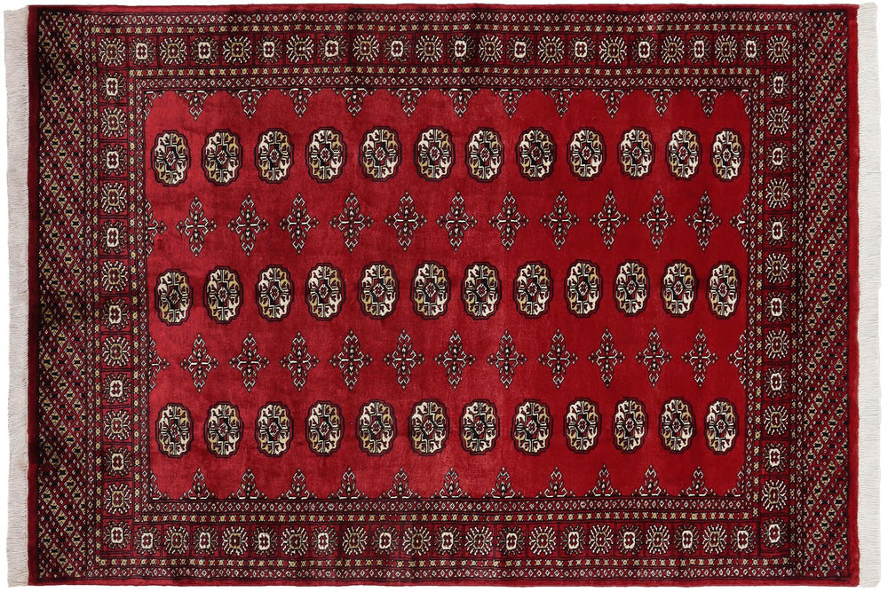 handmade Geometric Bokhara Red Beige Hand Knotted RECTANGLE 100% WOOL area rug 4X7