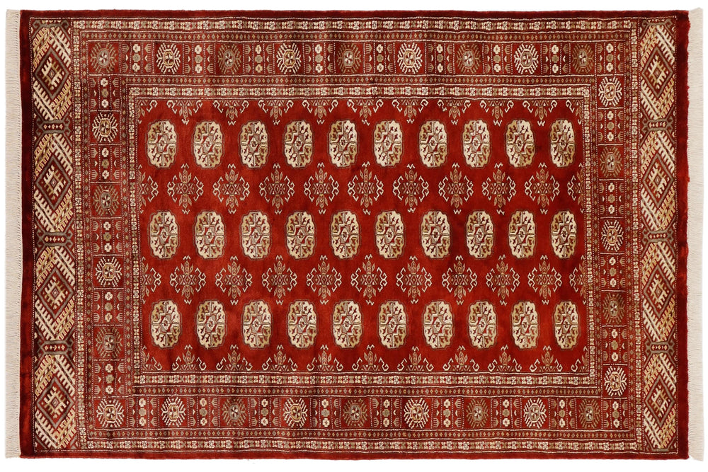 handmade Geometric Bokhara Rust Beige Hand Knotted RECTANGLE 100% WOOL area rug 4X6