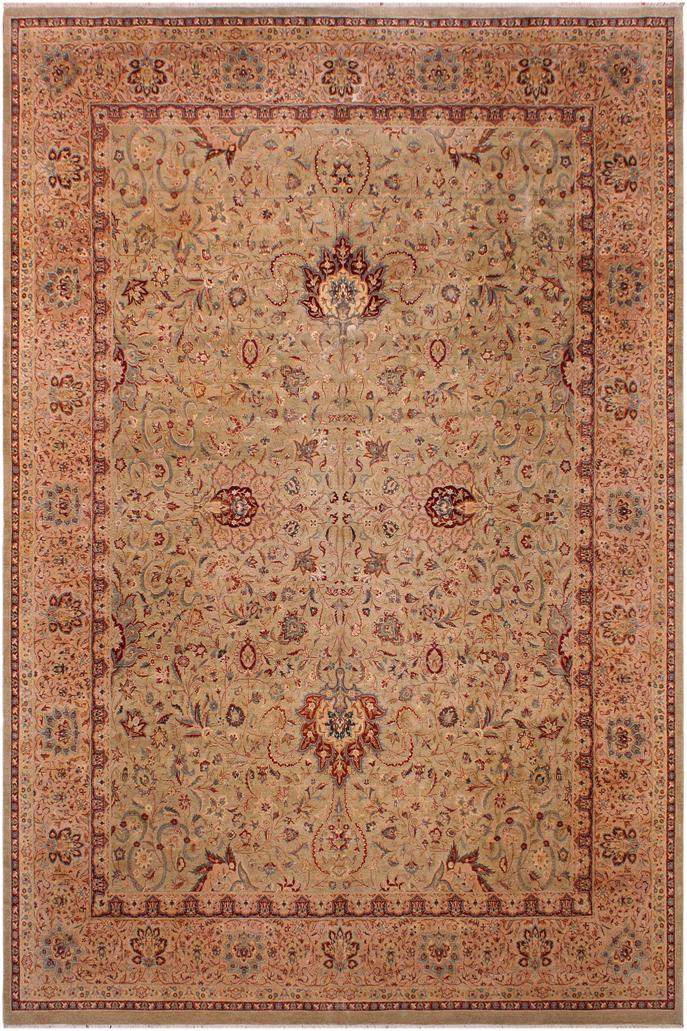 Traditional Kashan Tamika Taupe Brown Hand Knotted Area rugs 9 x 12